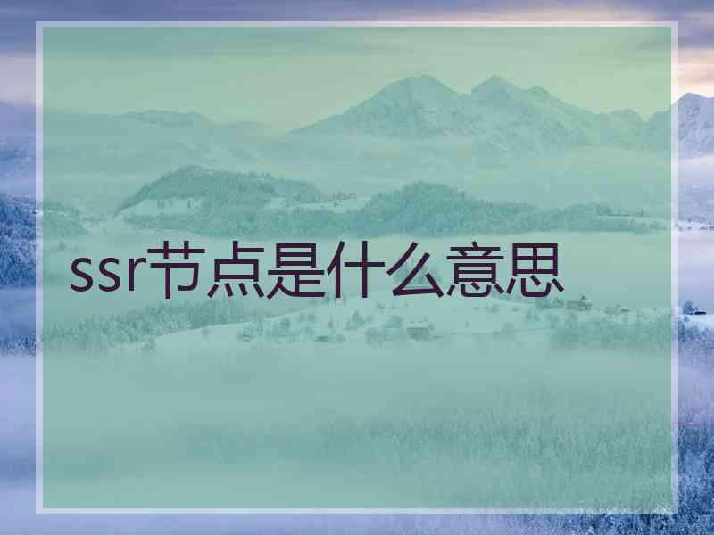 ssr节点是什么意思 ssr节点是什么意思