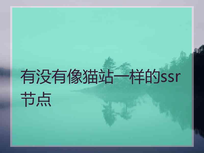 有没有像猫站一样的ssr节点