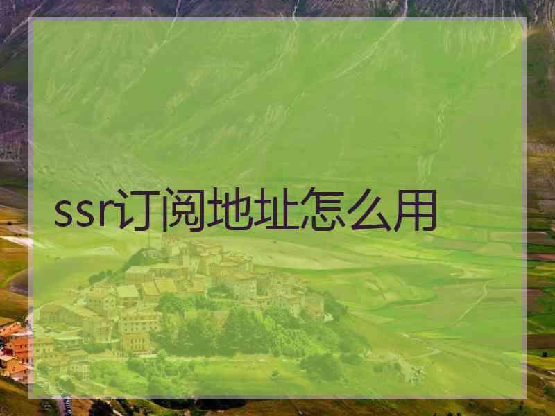 ssr订阅地址怎么用