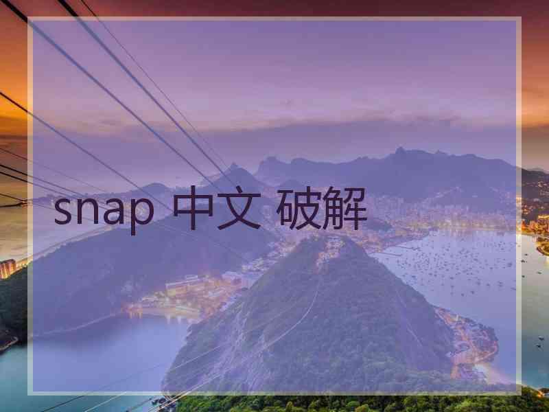 snap 中文 破解