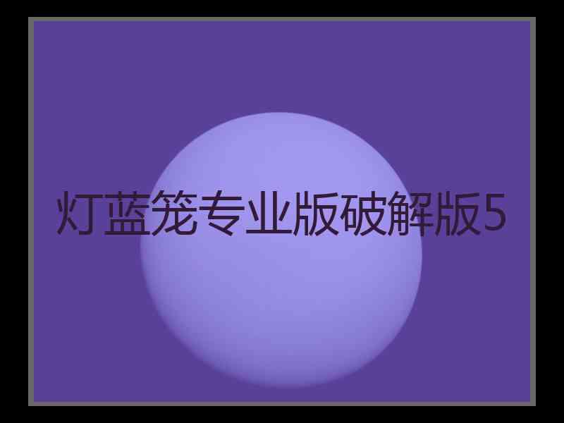 灯蓝笼专业版破解版5