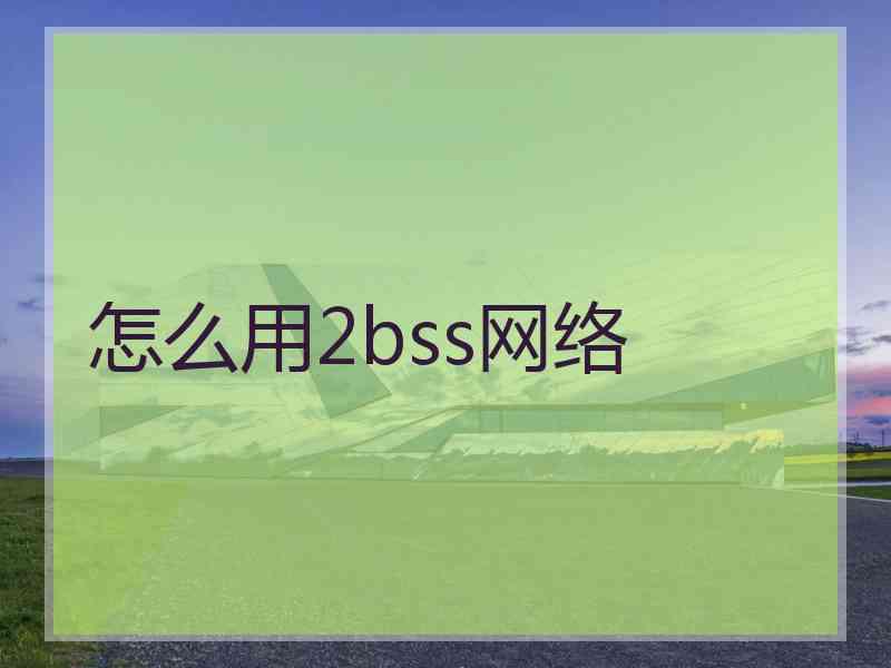 怎么用2bss网络