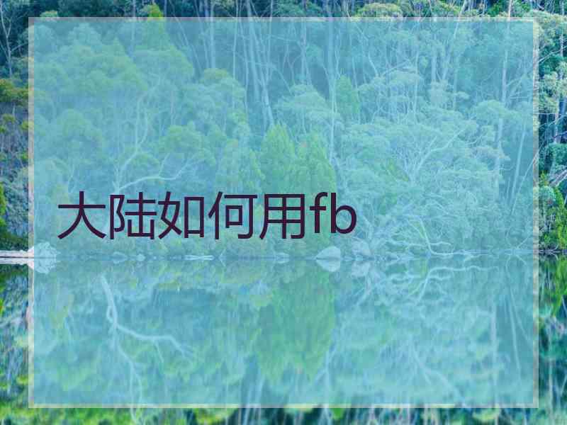 大陆如何用fb