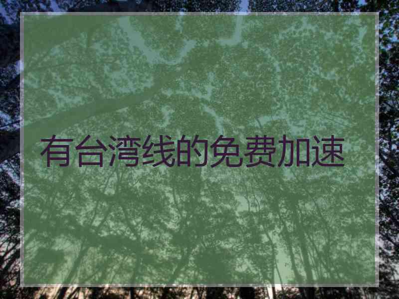 有台湾线的免费加速