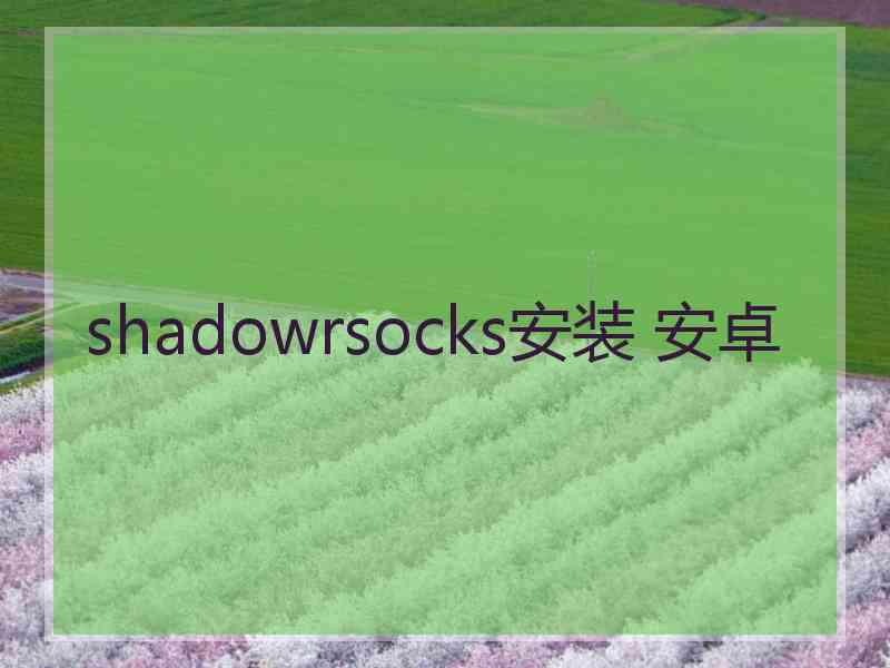 shadowrsocks安装 安卓