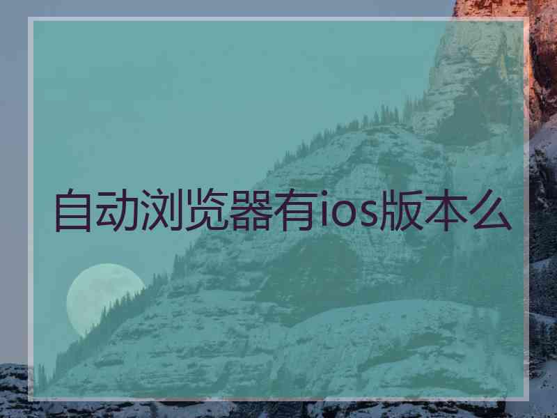 自动浏览器有ios版本么
