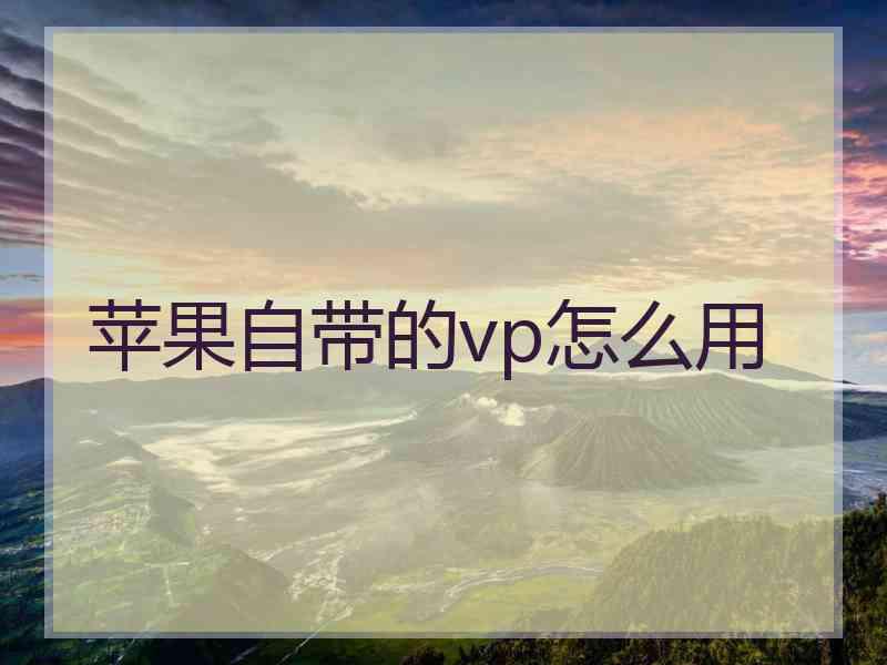 苹果自带的vp怎么用