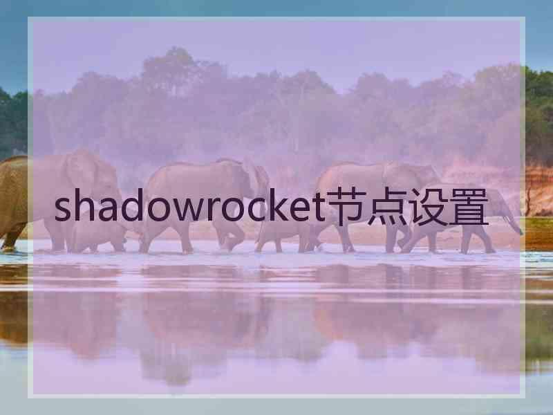 shadowrocket节点设置