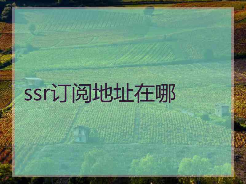 ssr订阅地址在哪